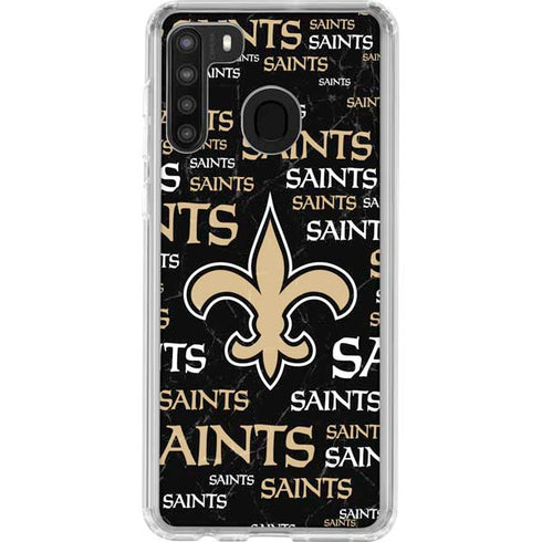 NFL New Orleans Saints Black Blast Galaxy A21 Clear Case