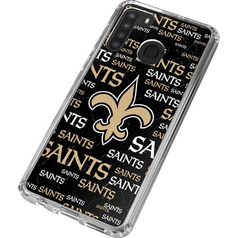 NFL New Orleans Saints Black Blast Galaxy A21 Clear Case