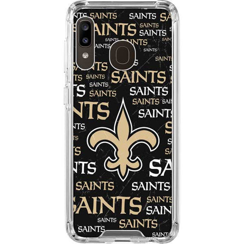 NFL New Orleans Saints Black Blast Galaxy A30 Clear Case