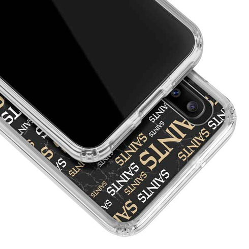 NFL New Orleans Saints Black Blast Galaxy A30 Clear Case
