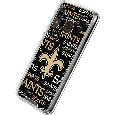 NFL New Orleans Saints Black Blast Galaxy A30 Clear Case