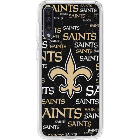 NFL New Orleans Saints Black Blast Galaxy A50 Clear Case