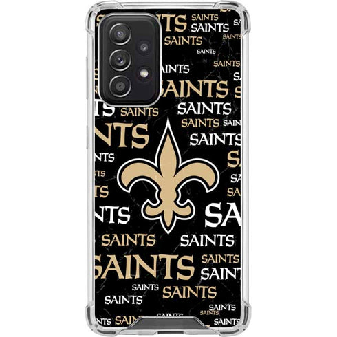 NFL New Orleans Saints Black Blast Galaxy A52 5G Clear Case