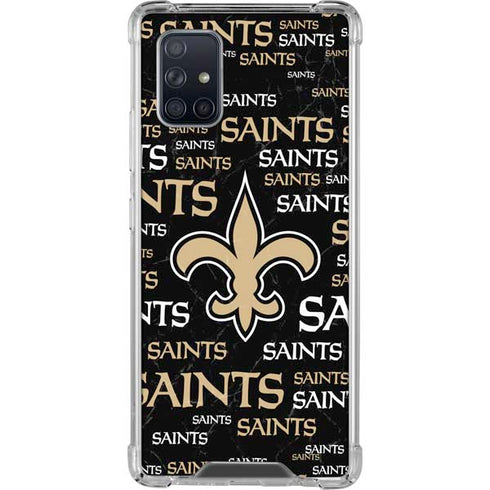 NFL New Orleans Saints Black Blast Galaxy A71 5G Clear Case