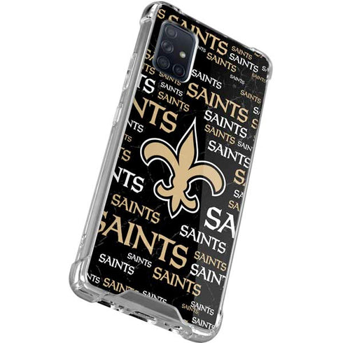 NFL New Orleans Saints Black Blast Galaxy A71 5G Clear Case
