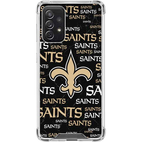 NFL New Orleans Saints Black Blast Galaxy A72 5G Clear Case