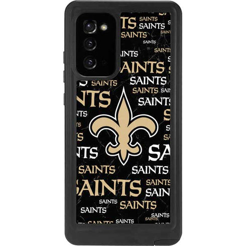 NFL New Orleans Saints Black Blast Galaxy Note20 5G Waterproof Case