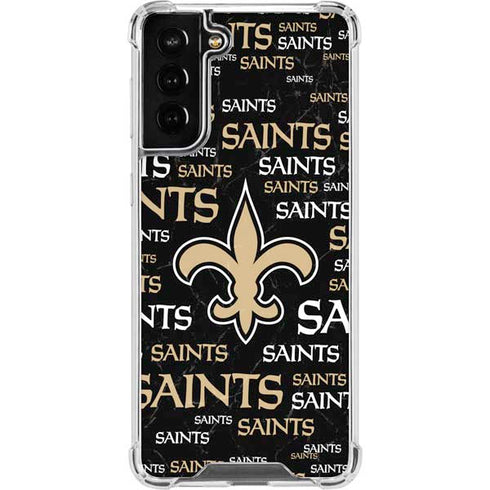 NFL New Orleans Saints Black Blast Galaxy S21 FE Clear Case
