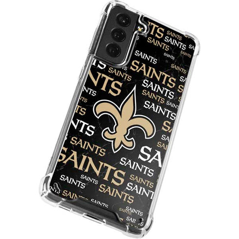 NFL New Orleans Saints Black Blast Galaxy S21 Plus 5G Clear Case