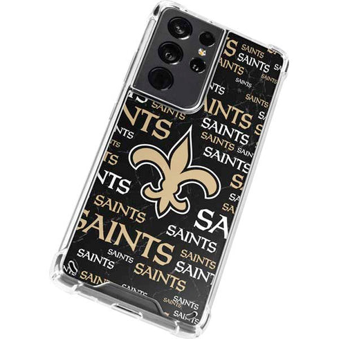NFL New Orleans Saints Black Blast Galaxy S21 Ultra 5G Clear Case
