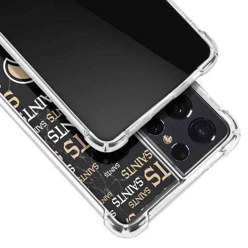 NFL New Orleans Saints Black Blast Galaxy S21 Ultra 5G Clear Case