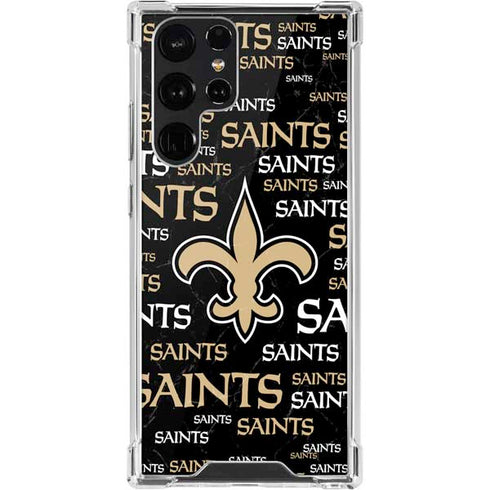 NFL New Orleans Saints Black Blast Galaxy S22 Ultra Clear Case