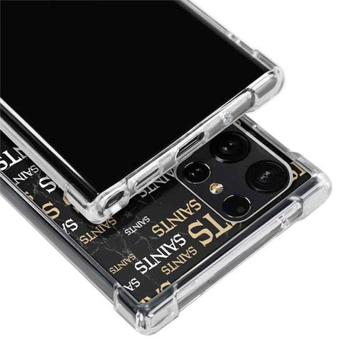 NFL New Orleans Saints Black Blast Galaxy S22 Ultra Clear Case
