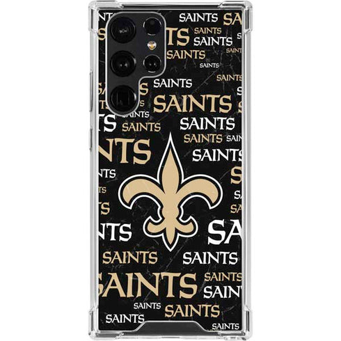 NFL New Orleans Saints Black Blast Galaxy S24 Ultra Clear Case