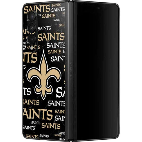 NFL New Orleans Saints Black Blast Galaxy Z Fold3 5G Skin