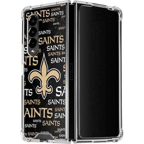 NFL New Orleans Saints Black Blast Galaxy Z Fold4 5G Clear Case