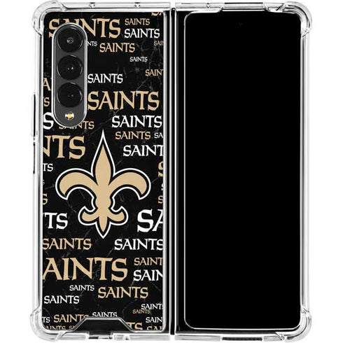 NFL New Orleans Saints Black Blast Galaxy Z Fold4 5G Clear Case