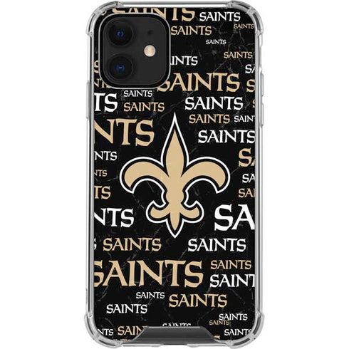 NFL New Orleans Saints Black Blast iPhone 12 Clear Case