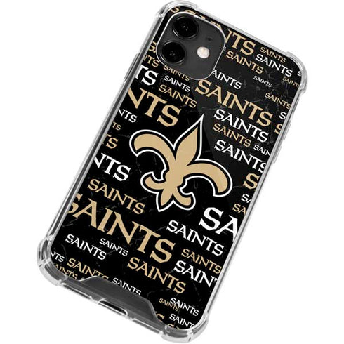NFL New Orleans Saints Black Blast iPhone 12 Clear Case