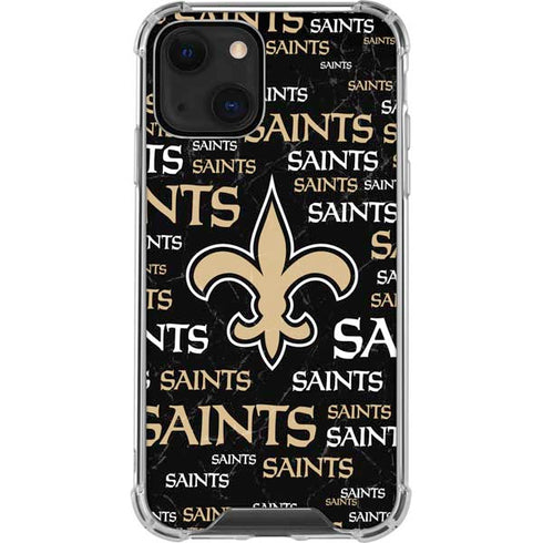 NFL New Orleans Saints Black Blast iPhone 13 Mini Clear Case