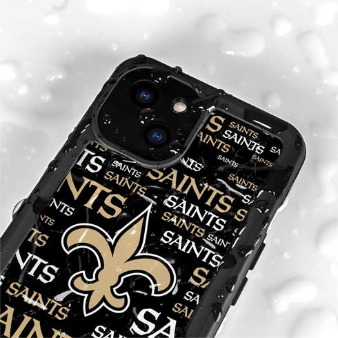 NFL New Orleans Saints Black Blast iPhone 13 Mini Waterproof Case