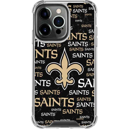 NFL New Orleans Saints Black Blast iPhone 13 Pro Clear Case