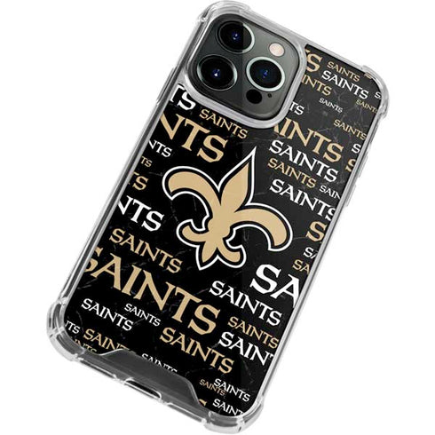 NFL New Orleans Saints Black Blast iPhone 13 Pro Clear Case