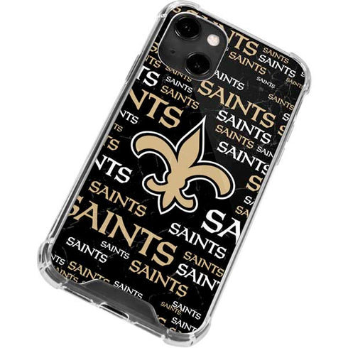 NFL New Orleans Saints Black Blast iPhone 14 Clear Case