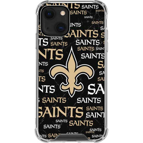 NFL New Orleans Saints Black Blast iPhone 14 Plus Clear Case