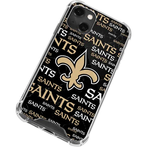 NFL New Orleans Saints Black Blast iPhone 14 Plus Clear Case