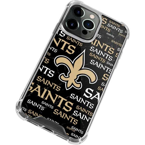 NFL New Orleans Saints Black Blast iPhone 15 Pro Clear Case