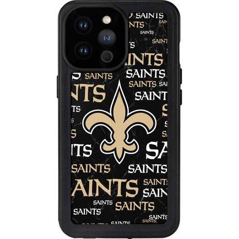 NFL New Orleans Saints Black Blast iPhone 14 Pro Max Waterproof Case