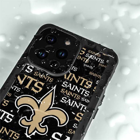 NFL New Orleans Saints Black Blast iPhone 14 Pro Max Waterproof Case