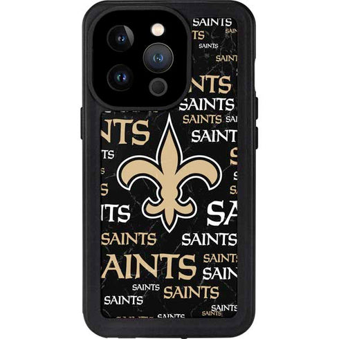 NFL New Orleans Saints Black Blast iPhone 14 Pro Waterproof Case