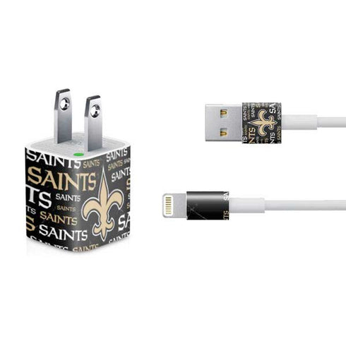 NFL New Orleans Saints Black Blast iPhone Charger (5W USB) Skin