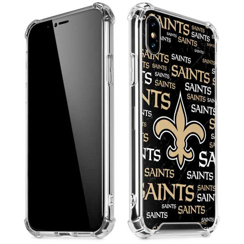 NFL New Orleans Saints Black Blast iPhone XS Max Clear Case