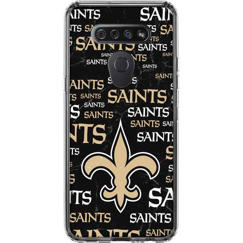 NFL New Orleans Saints Black Blast LG K51/Q51 Clear Case