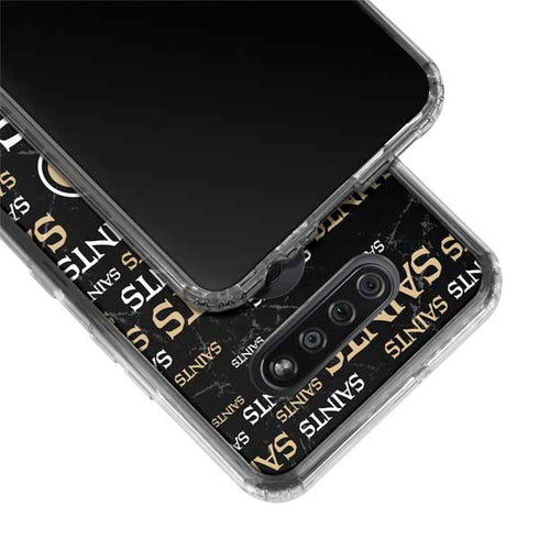 NFL New Orleans Saints Black Blast LG K51/Q51 Clear Case
