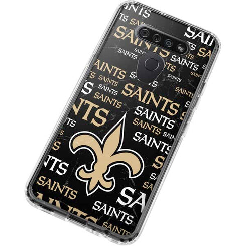 NFL New Orleans Saints Black Blast LG K51/Q51 Clear Case