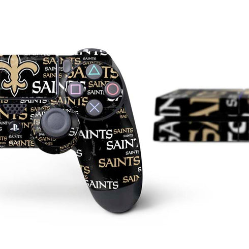NFL New Orleans Saints Black Blast PS4 Console and Controller Bundle Skin