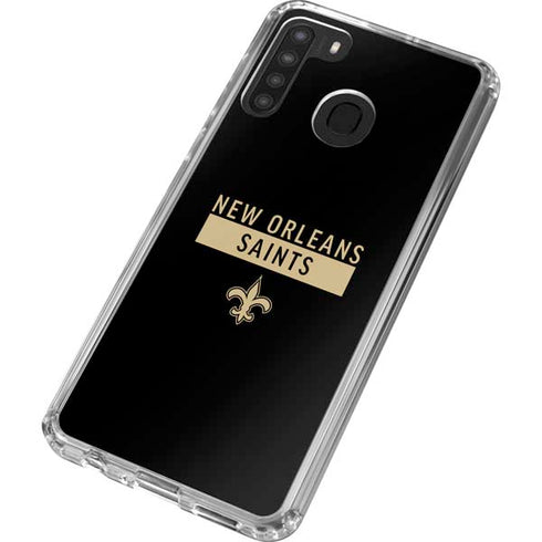 NFL New Orleans Saints Black Performance Series Galaxy A21 Clear Case