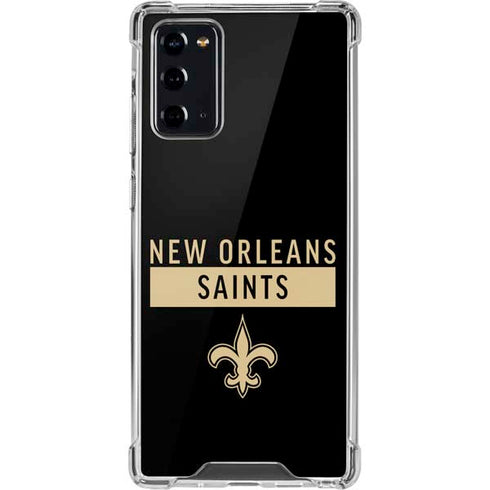 NFL New Orleans Saints Black Performance Series Galaxy Note20 5G Clear Case