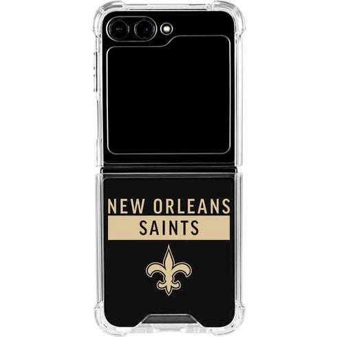 NFL New Orleans Saints Black Performance Series Galaxy Z Flip5 5G Clear Case