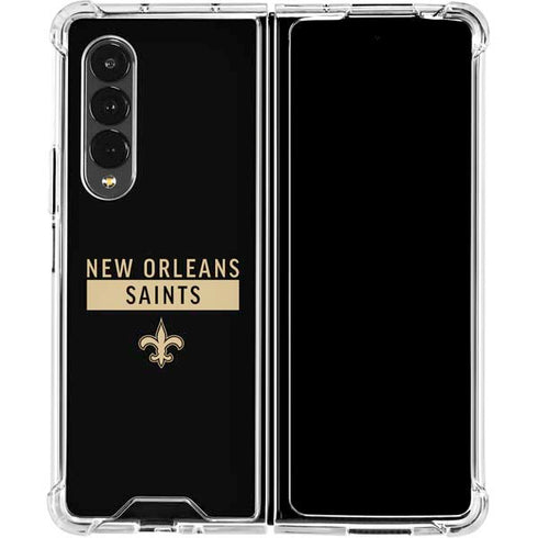 NFL New Orleans Saints Black Performance Series Galaxy Z Fold4 5G Clear Case