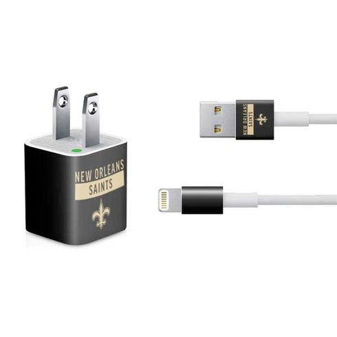 NFL New Orleans Saints Black Performance Series iPhone Charger (5W USB) Skin