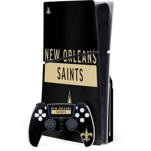 NFL New Orleans Saints Black Performance Series PS5 Slim Disk Bundle Skin