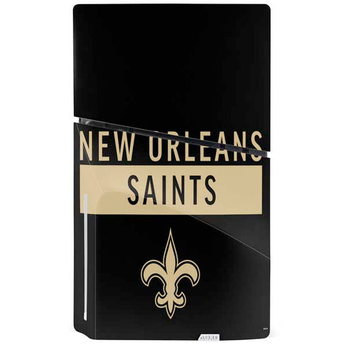 NFL New Orleans Saints Black Performance Series PS5 Slim Disk Console Skin