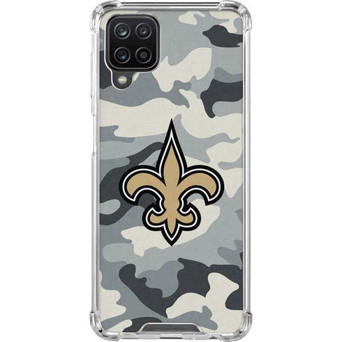 NFL New Orleans Saints Camo Galaxy A12 Clear Case