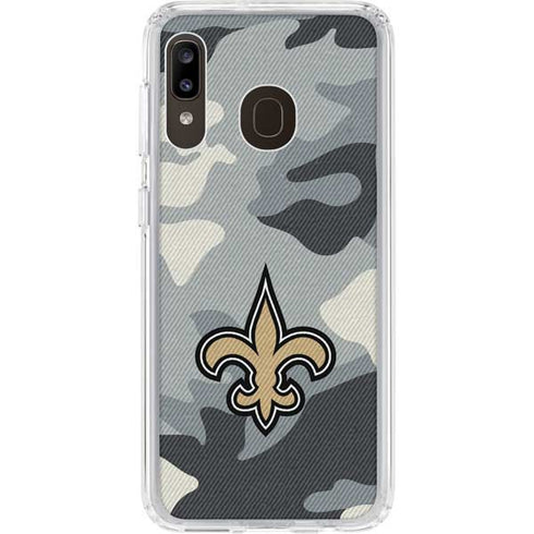 NFL New Orleans Saints Camo Galaxy A20 Clear Case
