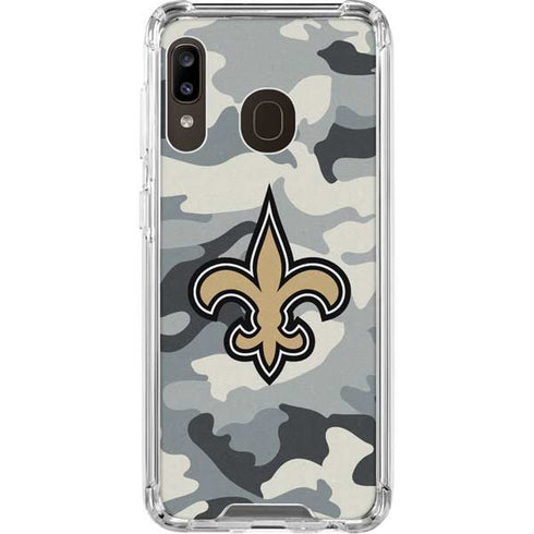 NFL New Orleans Saints Camo Galaxy A30 Clear Case